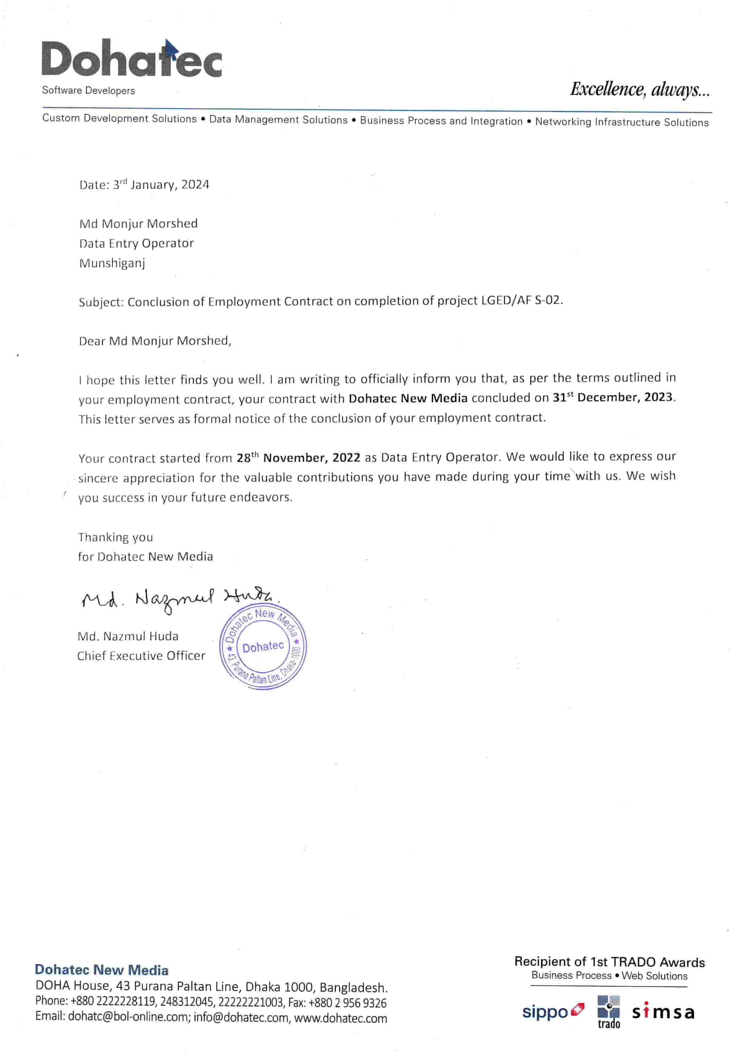 Dohatec - Employment Completion